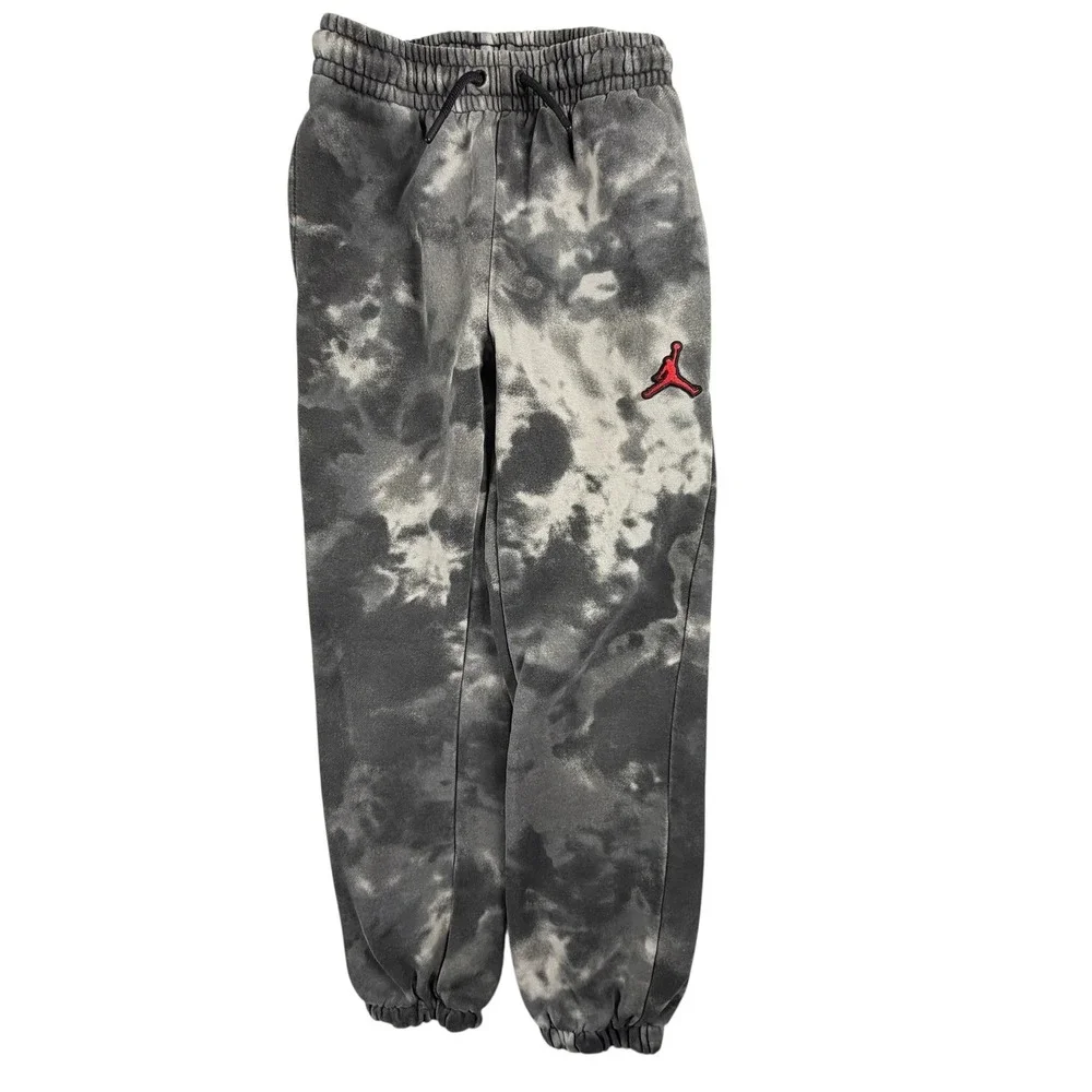 Jordan‎ Joggers Kids Small Grey White Tie Dye Fleece Pants Excellent Jumpman